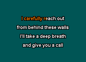 I carefully reach out

from behind these walls

I'll take a deep breath

and give you a call