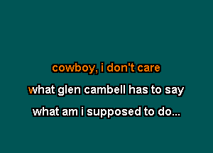 cowboy, i don't care

what glen cambell has to say

what am i supposed to do...