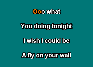 000 what

You doing tonight

I wish I could be

A fly on your wall