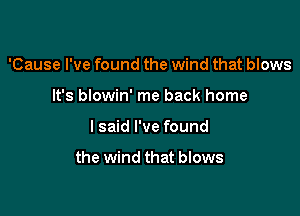 'Cause I've found the wind that blows
It's blowin' me back home

I said I've found

the wind that blows