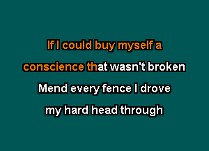 lfl could buy myselfa
conscience that wasn't broken

Mend every fence I drove

my hard head through