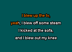 I blew up the tv,
yeah, I blew off some steam
I kicked at the sofa,

and I blew out my knee