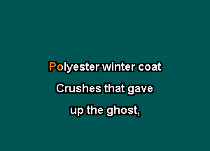 Polyester winter coat

Crushes that gave

up the ghost,