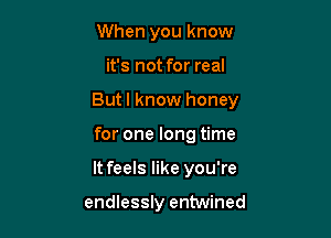 When you know

it's not for real

Butl know honey

for one long time
It feels like you're

endlessly entwined