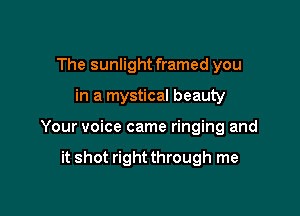 The sunlight framed you

in a mystical beauty

Your voice came ringing and

it shot rightthrough me