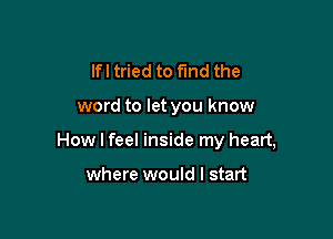 lfl tried to fun! the

word to let you know

How I feel inside my heart,

where would I start