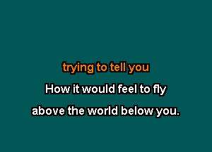 trying to tell you

How it would feel to fly

above the world below you.