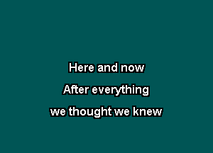 Here and now

After everything

we thought we knew