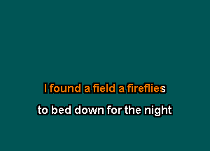 I found a field a fireflies

to bed down for the night