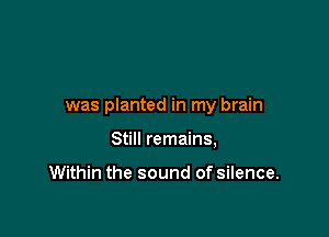 was planted in my brain

Still remains,

Within the sound of silence.