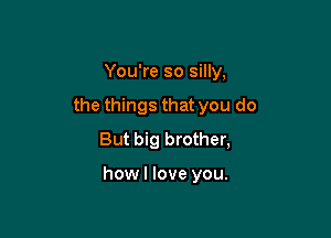 You're so silly,

the things that you do

But big brother,

howl love you.