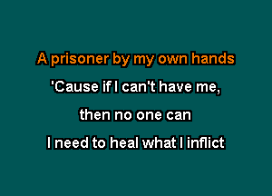 A prisoner by my own hands

'Cause ifl can't have me,
then no one can

I need to heal what I inflict