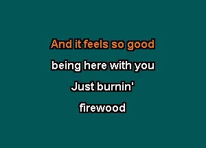 And it feels so good

being here with you
Just burnin'

firewood