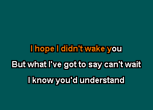 I hope I didn't wake you

But what I've got to say can't wait

I know you'd understand