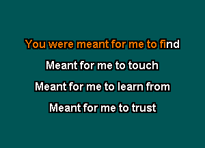 You were meant for me to find

Meant for me to touch

Meant for me to learn from

Meant for me to trust