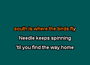 south is where the birds fly

Needle keeps spinning

'til you find the way home