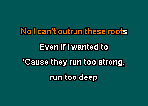 No I can't outrun these roots

Even ifl wanted to

'Cause they run too strong,

run too deep