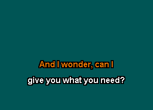 And lwonder. can I

give you what you need?