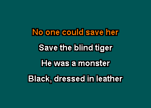No one could save her

Save the blind tiger

He was a monster

Black, dressed in leather