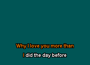 Why I love you more than
ldid the day before