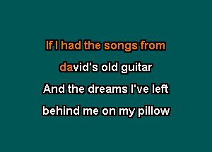 lfl had the songs from
david's old guitar

And the dreams I've left

behind me on my pillow