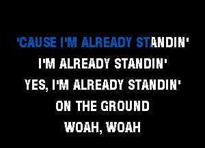 'CAU SE I'M ALREADY STANDIH'
I'M ALREADY STANDIH'
YES, I'M ALREADY STANDIH'
ON THE GROUND
WOAH, WOAH