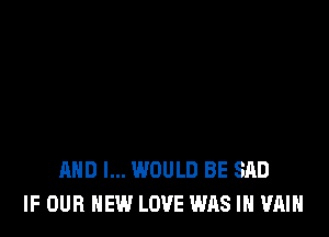 AND I... WOULD BE SAD
IF OUR NEW LOVE WAS IN VAIH