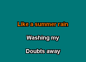 Like a summer rain

Washing my

Doubts away