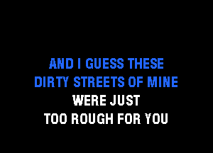 AND I GUESS THESE

DIRTY STREETS OF MINE
WERE JUST
T00 ROUGH FOR YOU