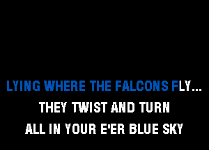 LYING WHERE THE FALCOHS FLY...
THEY TWIST AND TURN
ALL IN YOUR E'ER BLUE SKY