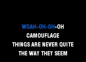 WOAH-OH-OH-OH
CAMOUFLRGE
THINGS ARE NEVER QUITE
THE WAY THEY SEEM