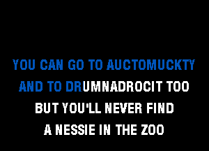 YOU CAN GO TO AUCTOMUCKTY
AND TO DRUMHADROCIT T00
BUT YOU'LL NEVER FIND
A HESSIE IN THE ZOO