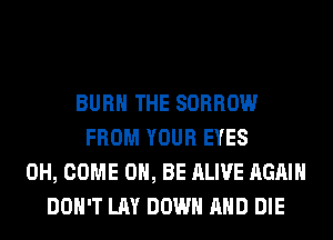BURN THE SORROW
FROM YOUR EYES
0H, COME 0, BE ALIVE AGAIN
DON'T LAY DOWN AND DIE