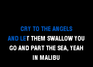 CRY TO THE ANGELS
AND LET THEM SWALLOW YOU
GO AND PART THE SEA, YEAH
IH MALIBU