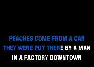 PEACHES COME FROM A CAN
THEY WERE PUT THERE BY A MAN
IN A FACTORY DOWN TOWN