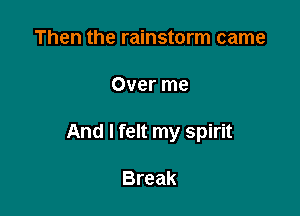 Then the rainstorm came

Over me

And I felt my spirit

Break