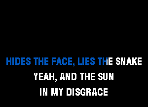 HIDES THE FACE, LIES THE SHAKE
YEAH, AND THE SUN
IN MY DISGRACE
