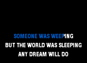 SOMEONE WAS WEEPIHG
BUT THE WORLD WAS SLEEPING
ANY DREAM WILL DO