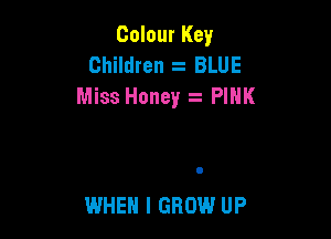 Colour Key
Children BLUE
Miss Honey z PINK

WHEN I GROW UP