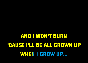 AND I WON'T BURN
'CAUSE I'LL BE ALL GROW UP
WHEN I GROW UP...