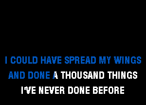 I COULD HAVE SPREAD MY WINGS
AND DONE A THOUSAND THINGS
I'VE NEVER DONE BEFORE