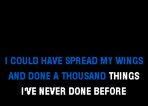 I COULD HAVE SPREAD MY WINGS
AND DONE A THOUSAND THINGS
I'VE NEVER DONE BEFORE