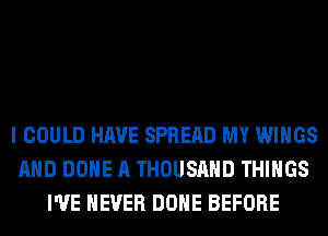 I COULD HAVE SPREAD MY WINGS
AND DONE A THOUSAND THINGS
I'VE NEVER DONE BEFORE