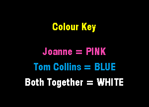 Colour Key

Joanne .i PINK
Tom Collins z BLUE
Both Together WHITE