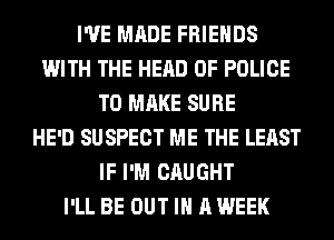 I'VE MADE FRIENDS
WITH THE HEAD OF POLICE
TO MAKE SURE
HE'D SUSPECT ME THE LEAST
IF I'M CAUGHT
I'LL BE OUT IN A WEEK