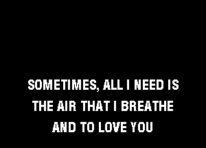 SOMETIMES, ALLI NEED IS
THE AIR THATI BREATHE
AND TO LOVE YOU