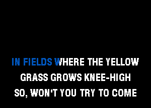 IH FIELDS WHERE THE YELLOW
GRASS GROWS KHEE-HIGH
SO, WON'T YOU TRY TO COME