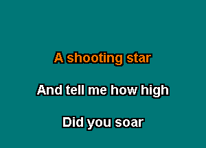 A shooting star

And tell me how high

Did you soar