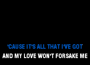 'CAU SE IT'S ALL THAT I'VE GOT
AND MY LOVE WON'T FORSAKE ME