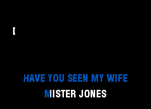 HAVE YOU SEE MY WIFE
MISTER JONES